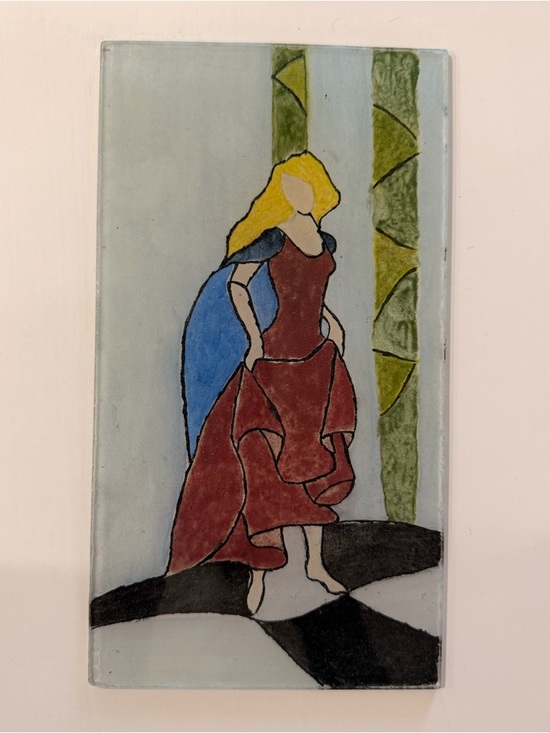 Hand Crafted Other - Art in Glass Girl in Red Dress